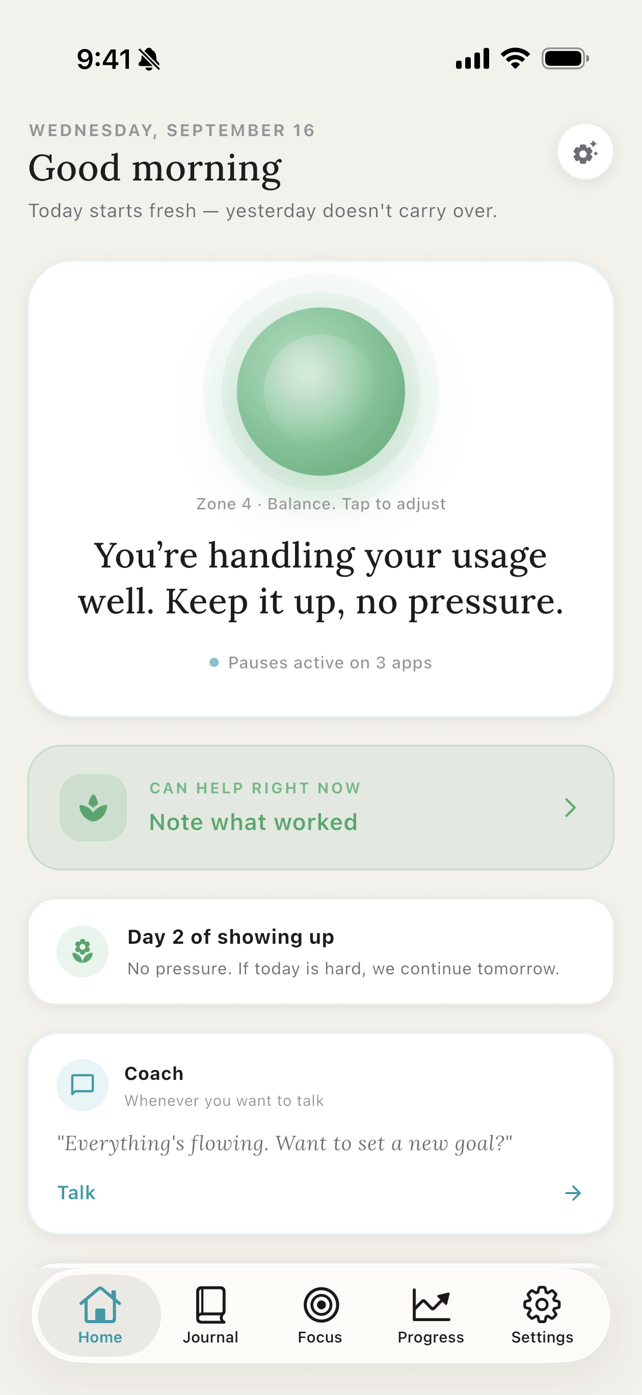 Munen screen for this step of the day