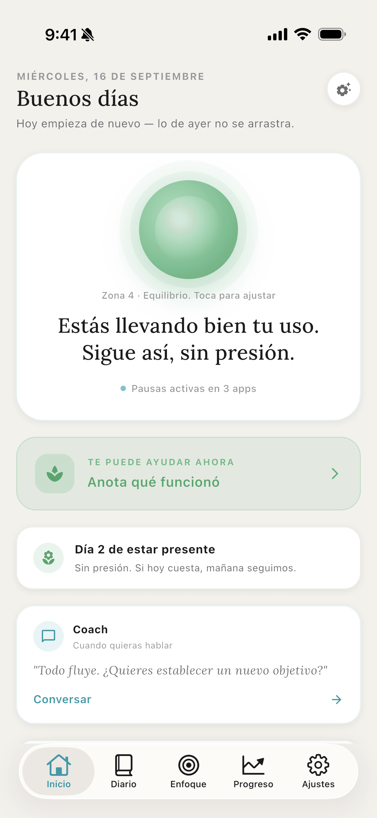 Pantalla de Munen para este momento del día